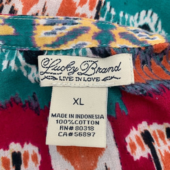 Lucky Brand Alexis Ikat Peasant Button Down Top - Picture 5 of 8